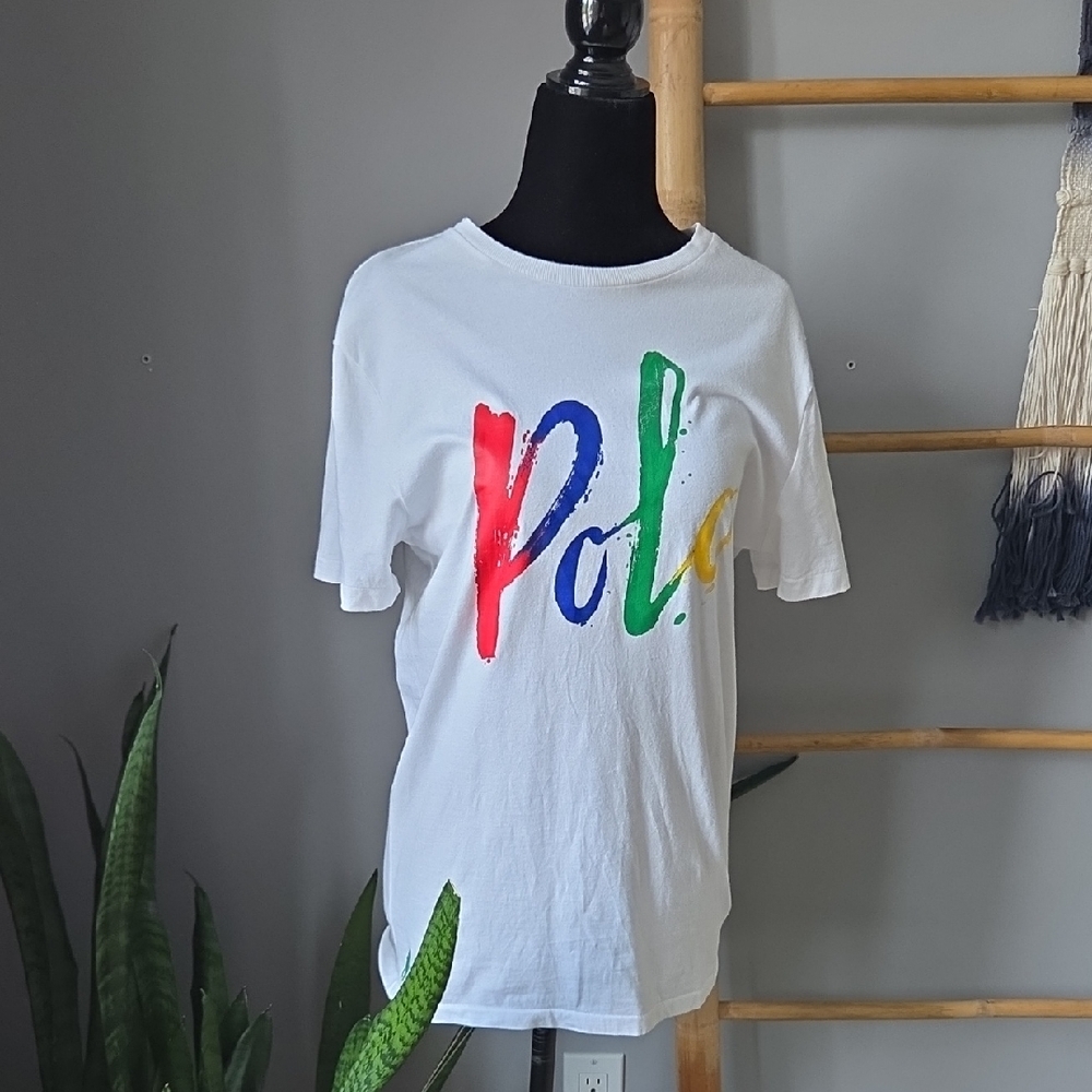 Polo by Ralph Lauren White and Red Short Sleeve Tee